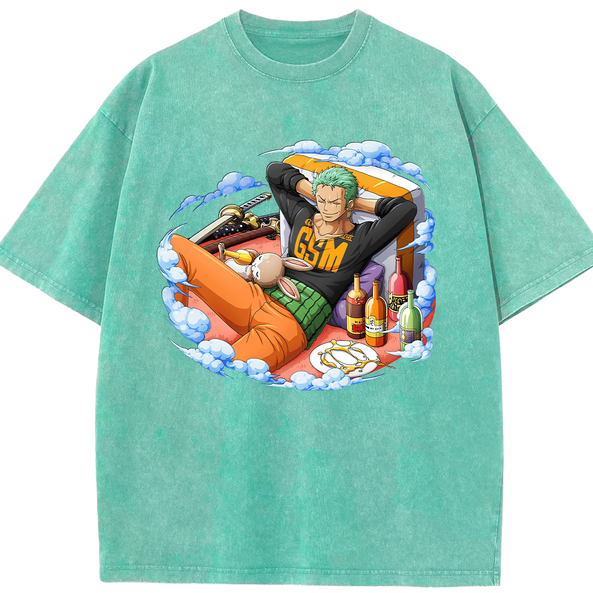 ワンピース ロロノア・ゾロ ONE PIECE Roronoa Zoro 綿100% ヴィンテージ風 半袖Tシャツ（フロントプリント）